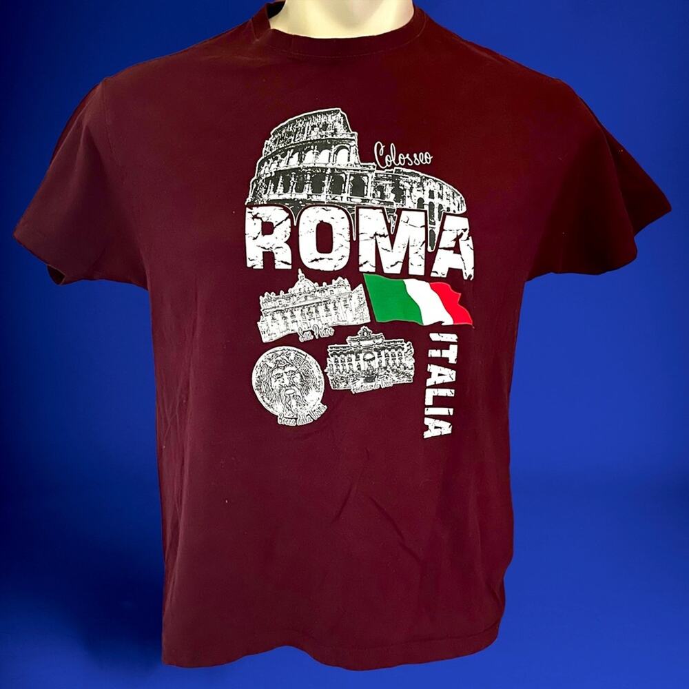 Colosseo Roma Italia Tourist Shirt Men's Medium Vintage Y2K Early 2000's Graphic